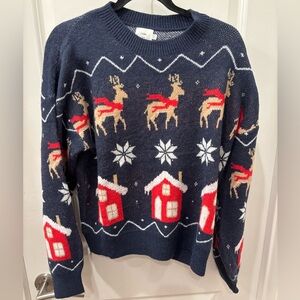 NWT Luna Ivy Festive Reindeer and Snowflake Holiday Sweater- S